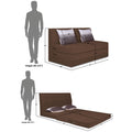 Adorn India Easy Highback Three Seater Sofa Cum Bed Wave 6' x 6' (Brown) (1 Year Warranty)