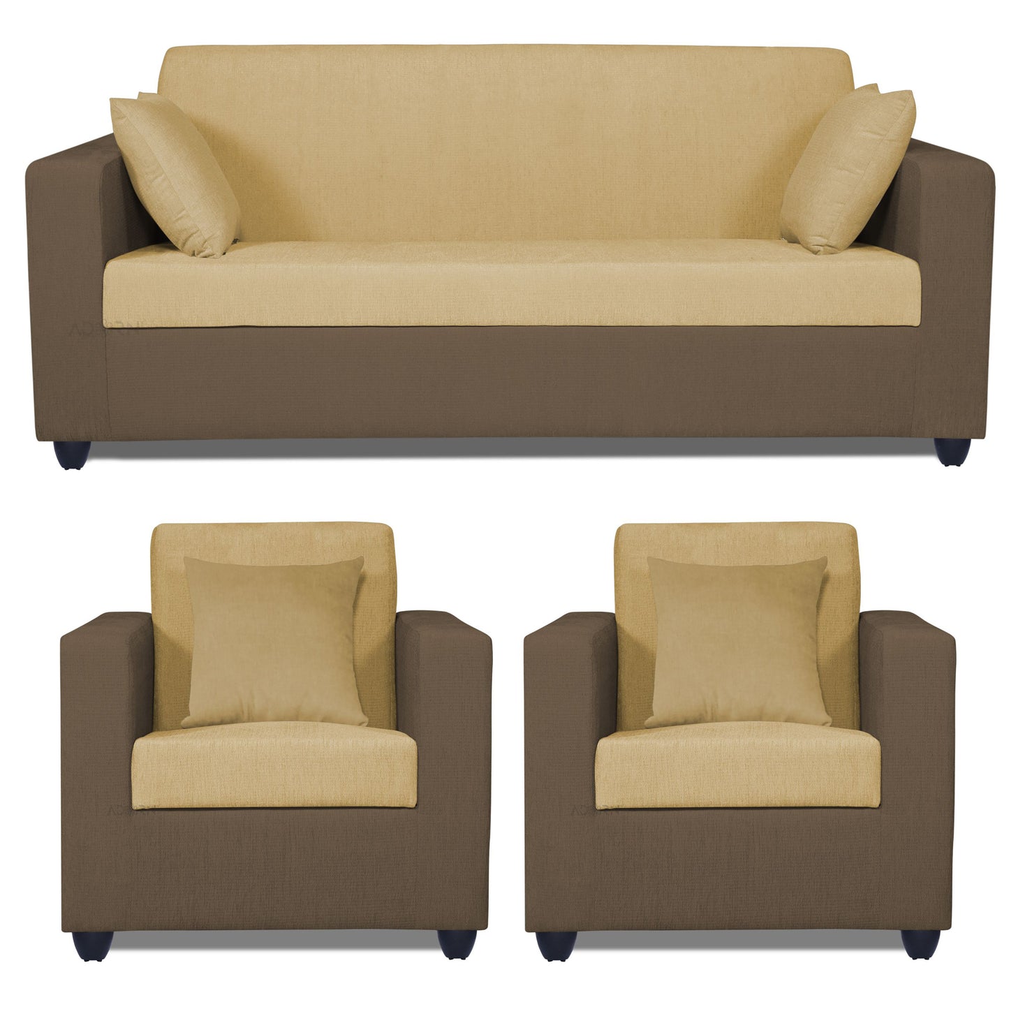 Adorn India Rio Decent 3-1-1 5 Seater Sofa Set (Brown & Beige)