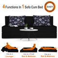 Adorn India Easy Three Seater Sofa Cum Bed Floral '6 x 6' (Black)(1 Year Warranty)