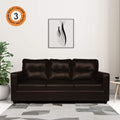 Adorn India Astor Leatherette 3 Seater Sofa (Brown) (3 Year Warranty)