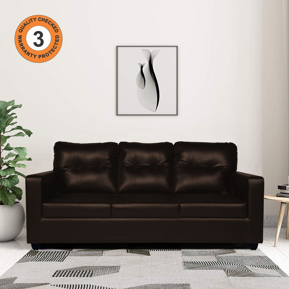 Astor Leatherette 3 Seater Sofa (Brown)