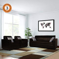 Adorn India Rio HighBack Leatherette 3+1+1 5 Seater Sofa Set (Brown) (3 Year Warranty)