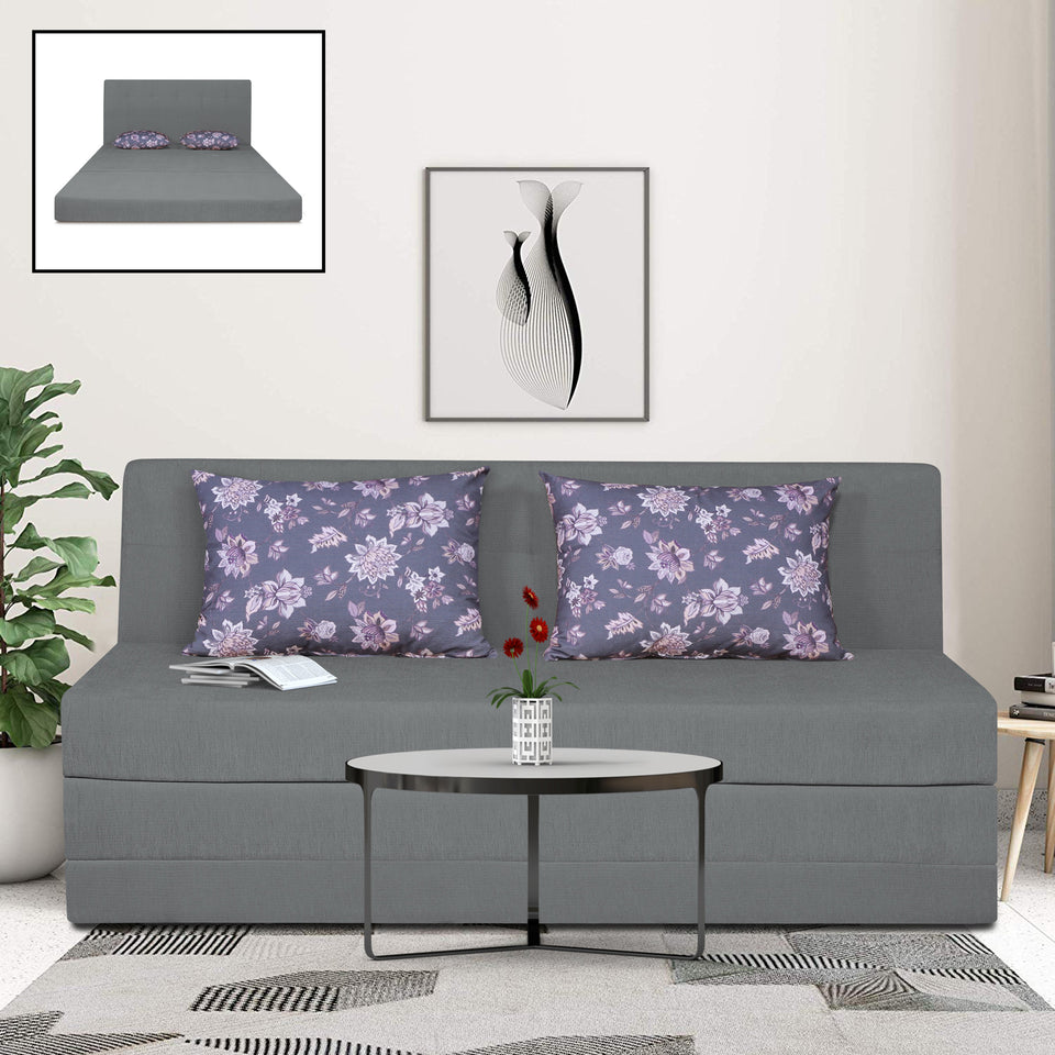 3 Seater Sofa Cum Bed Easy Highback Floral 6x6 (Grey)