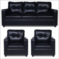 Adorn India Astor Leatherette 3+1+1 5 Seater Sofa Set (Black) (3 Year Warranty)