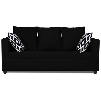 Adorn India Zink Straight Line 3 Seater Sofa (Black)