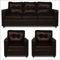Adorn India Astor Leatherette 3+1+1 5 Seater Sofa Set (Brown) (3 Year Warranty)
