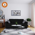 Adorn India Monteno 3 Seater Sofa (Black) (3 Year Warranty)