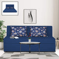 Adorn India Easy Highback Three Seater Sofa Cum Bed Floral 6' x 6' (Blue) (1 Year Warranty)