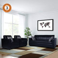 Adorn India Rio Highback Leatherette 3+1+1 5 Seater Sofa Set (Black) (3 Year Warranty)