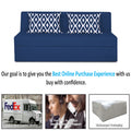 Adorn India Easy Highback Three Seater Sofa Cum Bed Rhombus 6' x 6' (Blue) (1 Year Warranty)