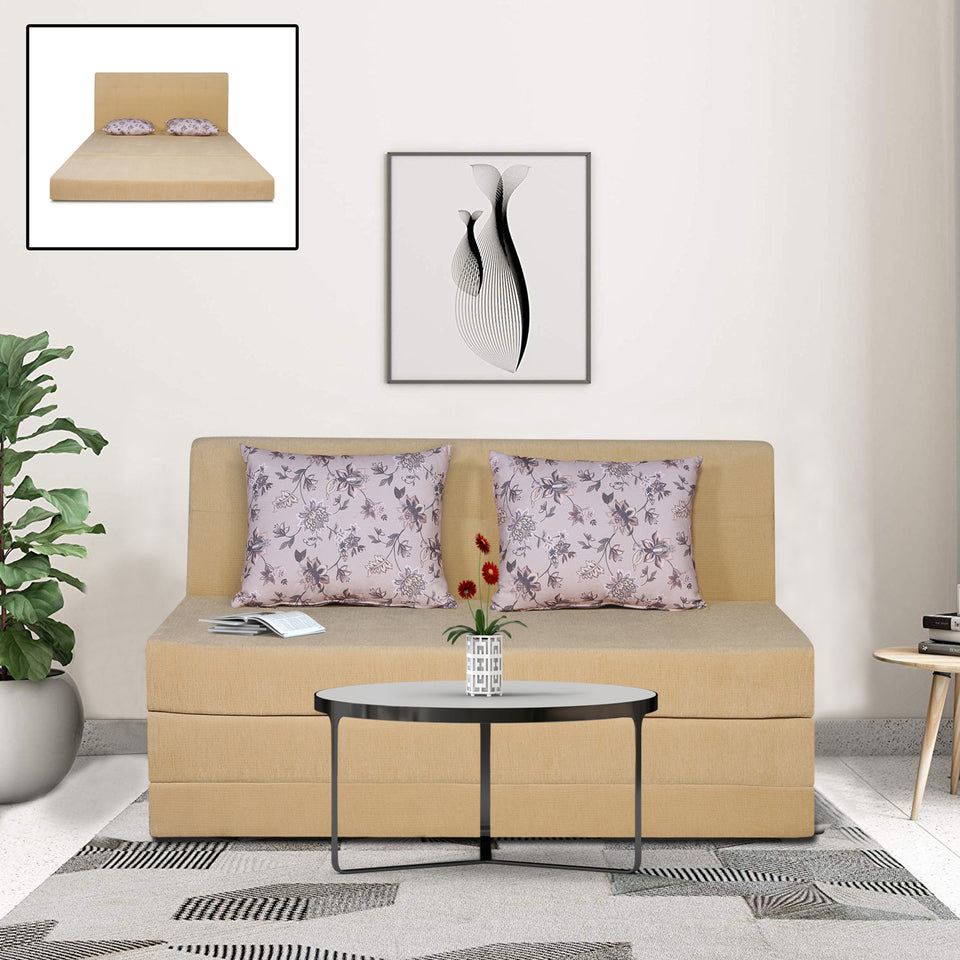 2 Seater Sofa Cum Bed Easy Highback Floral 4x6 (Beige)