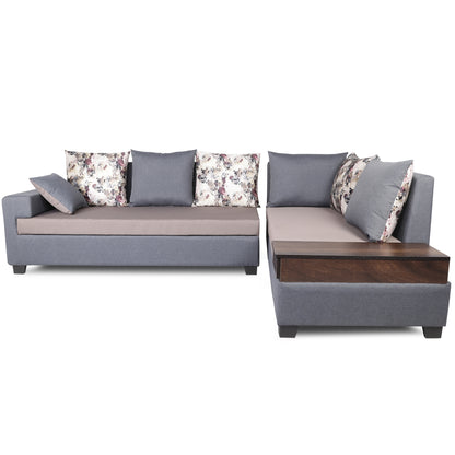 Adorn India Orlando Fabric  L Shape 6 seater Sofa  set (Dark Grey & Light Gery)