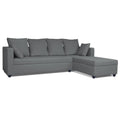 Zink Straight line L Shape 6 Seater Sofa with Plain Cushion (Grey)