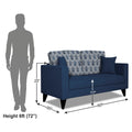 Adorn India Parker Leaf 2 Seater Sofa (Blue) Martin Plus (3 Year Warranty)