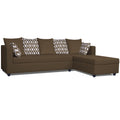 Zink Straight line L Shape 6 Seater Sofa Rhombus Cushion(Camel)