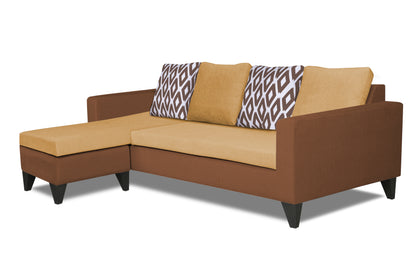 Adorn India Beetle L Shape 5 Seater Sofa Set Rhombus (Left Hand Side) (Brown & Beige)