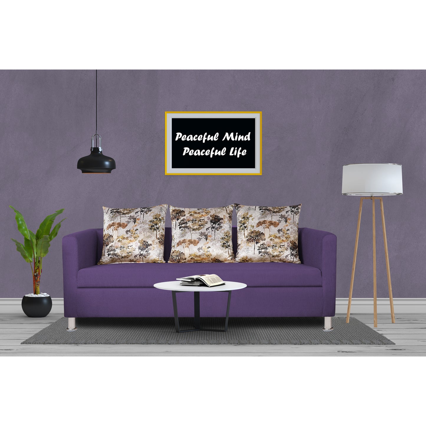 Adorn India Alita 3 Seater Compact Sofa (Dark Purple)