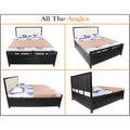Adorn India Calypso Wrought Iron Bed with Back Cushion Queen Size Box Spring Storage (Without Mattress; Matte; Black)