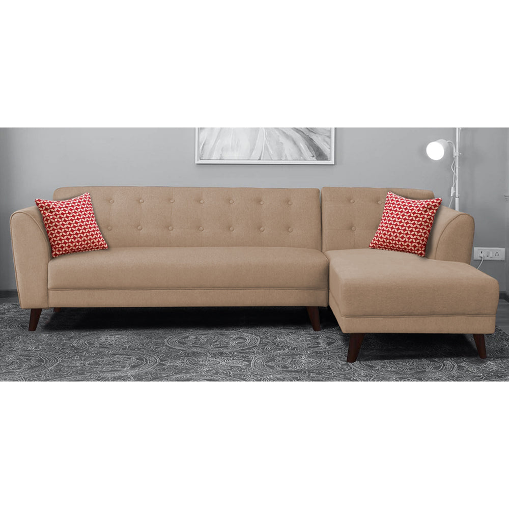 Adorn India Leaf 6 Seater Corner Sofa Right Hand Side (Beige)