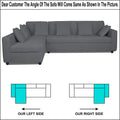 Adorn India Rio Decent L Shape 6 Seater Corner Sofa Set Left Side Handle (Grey) (3 Year Warranty)