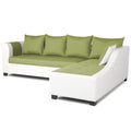 Aliana L Shape Leatherette Fabric 6 Seater Sofa Set RHS (Green & White)