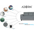 Raiden Bricks Premium L Shape 6 Seater Sofa Set with Center Table (Right Hand Side) (Grey)