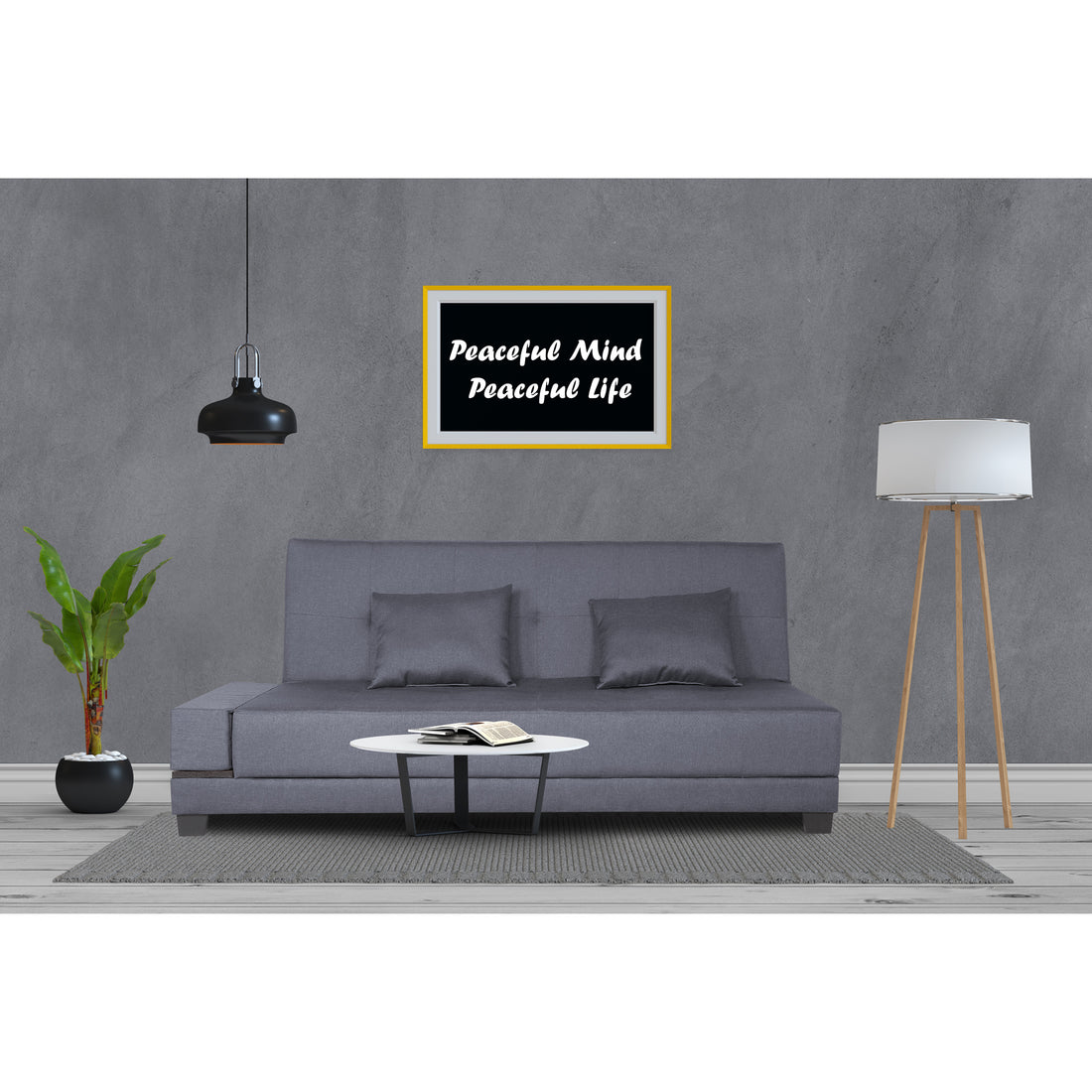 3 Seater Sofa Cum Bed Blake (Dark Grey), Wood, Foam