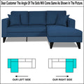Adorn India Martin L Shape 4 Seater Left Hand Side Sofa Set Plain (Blue) (3 Year Warranty)