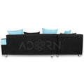 Adorn India Adillac 5 Seater Corner Sofa(Left Side Handle)(Light Blue & Black)