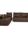 Adorn India Straight Line 6 seater L Shape Sofa set (Left Side Handle)(Brown)