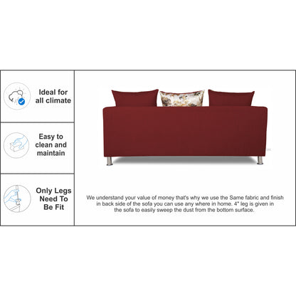 Adorn India Alita 3 Seater Compact Sofa (Maroon)