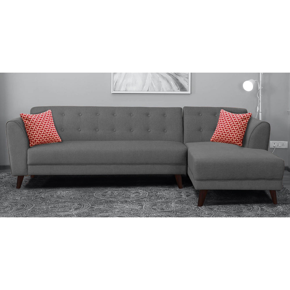 Adorn India Leaf 6 Seater Corner Sofa Right Hand Side (Grey)