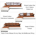 Adorn India Aliana L Shape Leatherette Fabric 6 Seater Sofa Set LHS (Rust & White) (3 Year Warranty)