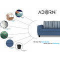 Raiden Stripes L Shape 6 Seater Sofa Set with Center Table (Right Hand Side) (Blue)