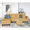 Adorn India Hallton L Shape Decent Sofa Set 7 Seater with Ottoman (Left Side) (Beige) (3 Year Warranty)