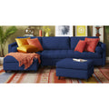 Adorn India Alexander L Shape 7 Seater Sofa Set with Ottoman Puffy LHS (Dark Blue) (3 Year Warranty)