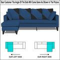 Adorn India Denver L Shape 5 Seater Sofa Set LHS (Blue) (3 Year Warranty)