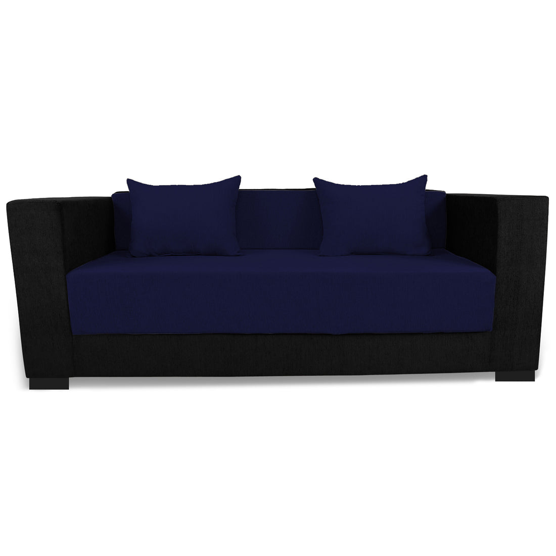 Almond 3 Seater Sofa Cumbed (Dark Blue & Black)