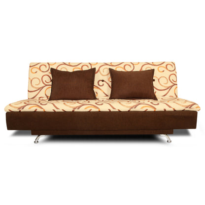 Adorn India Berry 3 Seater Sofa Cum Bed Digitel Print (Brown & Beige)