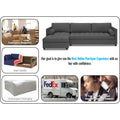 Adorn India Alexander L Shape 7 Seater Sofa Set with Ottoman Puffy LHS (Dark Grey) (3 Year Warranty)