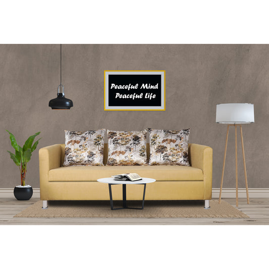 Adorn India Alita 3 Seater Compact Sofa (Beige)