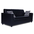 Adorn India Rio Highback Leatherette 3 Seater Sofa (Black) (3 Year Warranty)