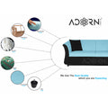 Adorn India Acura 3 Seater Sofa(Light Blue & Black), Wood, Foam
