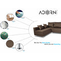 Straight Line L Shape 5 Seater Sofa Set Left Side Handle (Camel)