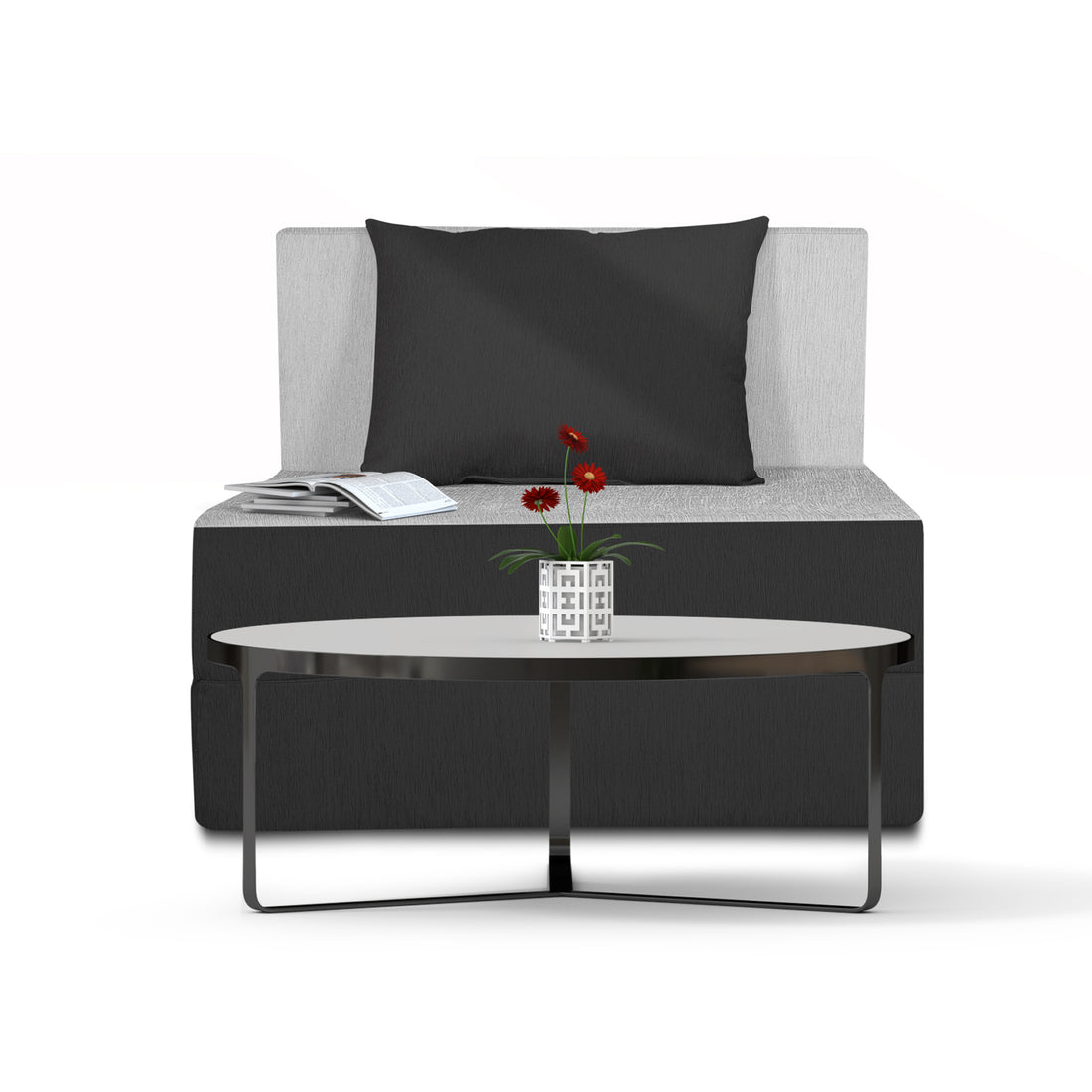 1 Seater Sofa Cum bed Easy 3x6 (Black and Grey)