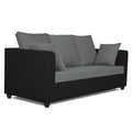 Adorn India Zink Straight Line 3 Seater Sofa (Black & Grey)