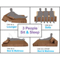 3 Seater Sofa Cum Bed Easy Poly Cotton (Brown and Beige) (6x6)