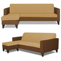 Adorn India Aladra L Shape Decent 5 Seater Sofa Set LHS (Brown & Beige) (3 Year Warranty)