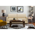 Adorn India Exclusive Flavio Leatherette Three Seater Sofa (Beige)