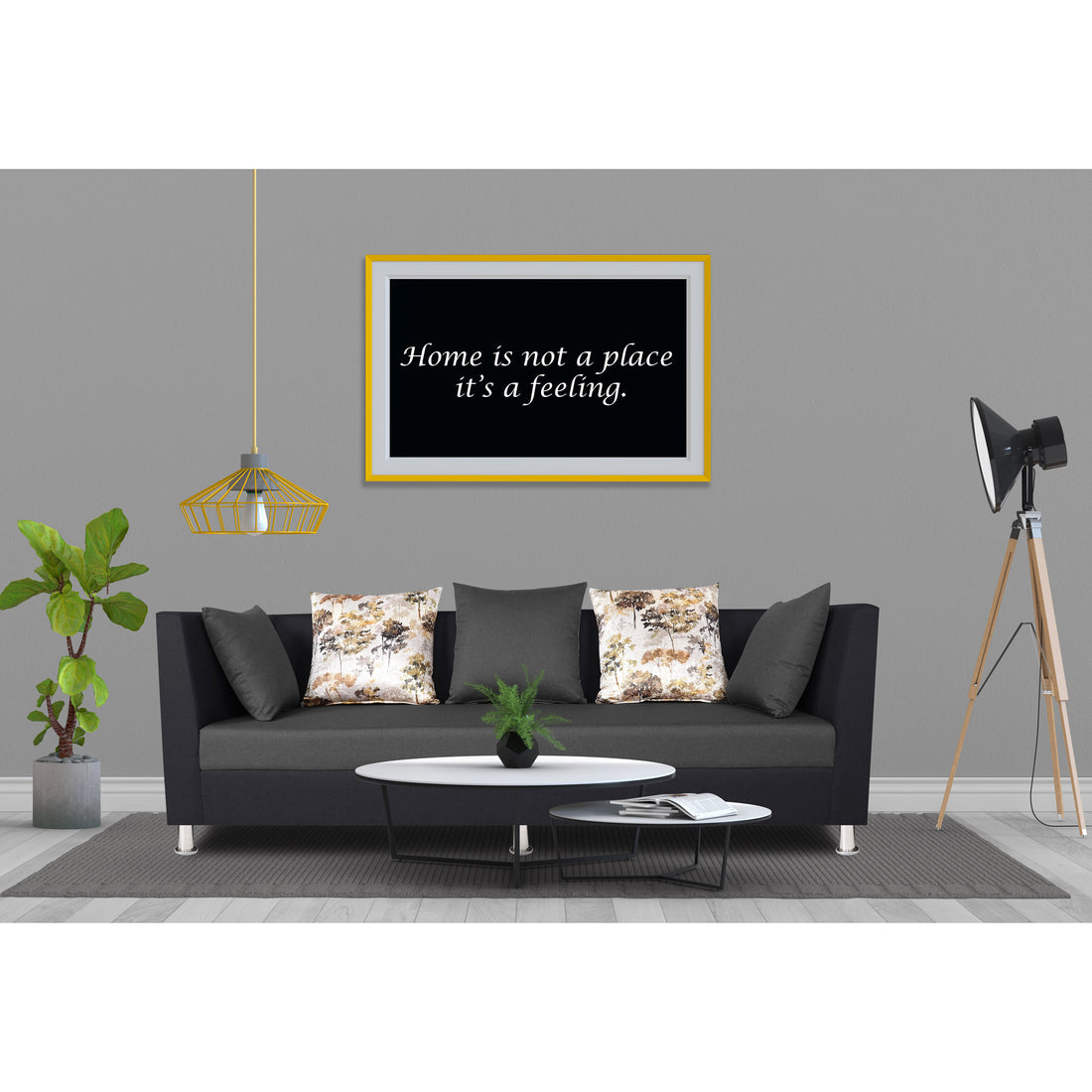 Adorn India Exclusive Two Tone Alica Three Seater Sofa (Dark Grey & Black), Wood, Foam